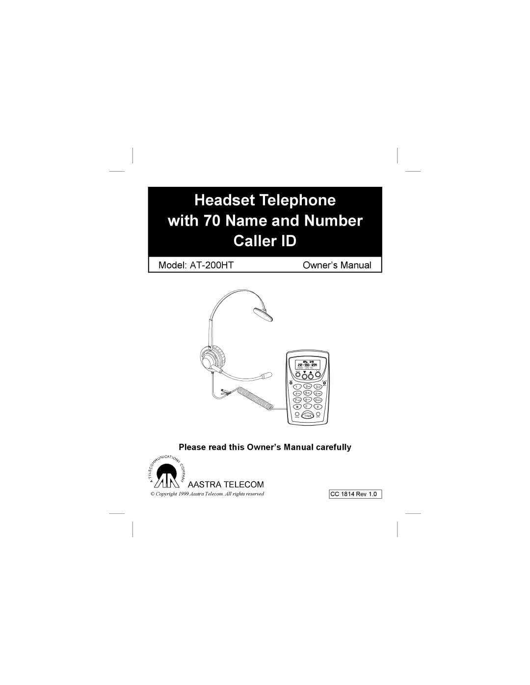 Aastra Telecom AT-200HT owner manual Headset Telephone With 70 Name and Number Caller ID 