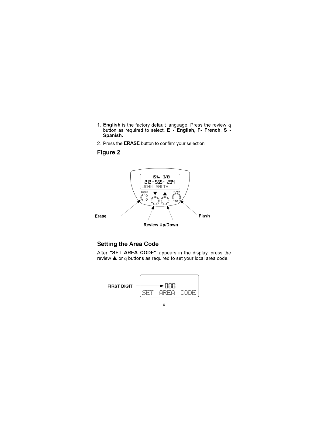 Aastra Telecom AT-200HT owner manual Setting the Area Code 