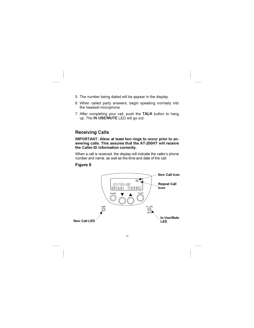 Aastra Telecom AT-200HT owner manual Receiving Calls 