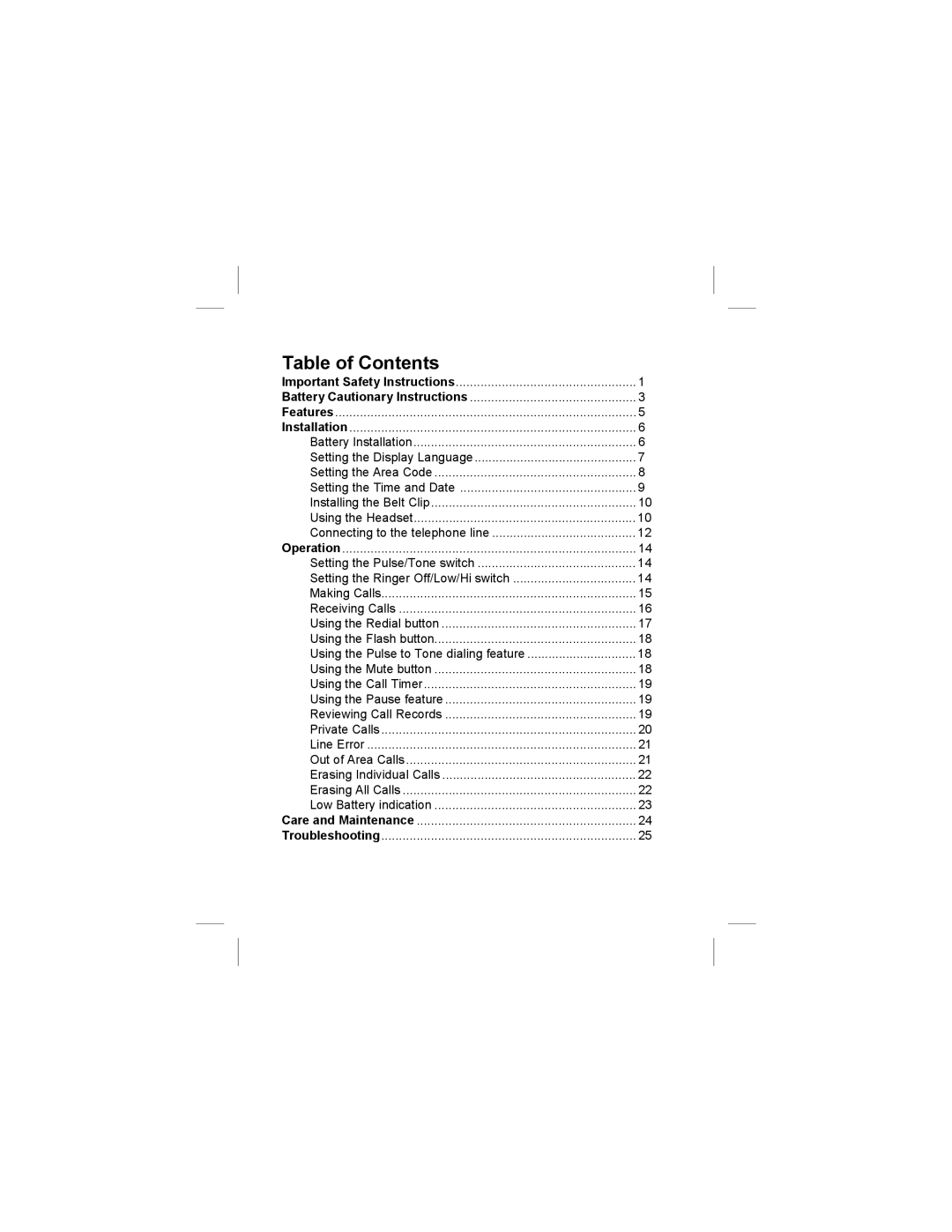 Aastra Telecom AT-200HT owner manual Table of Contents 