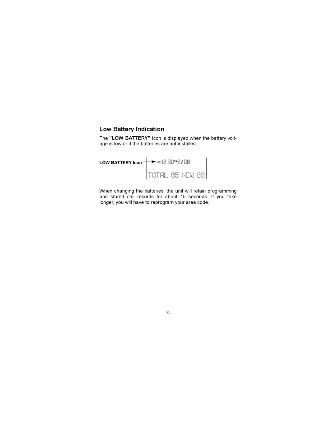 Aastra Telecom AT-200HT owner manual Low Battery Indication 