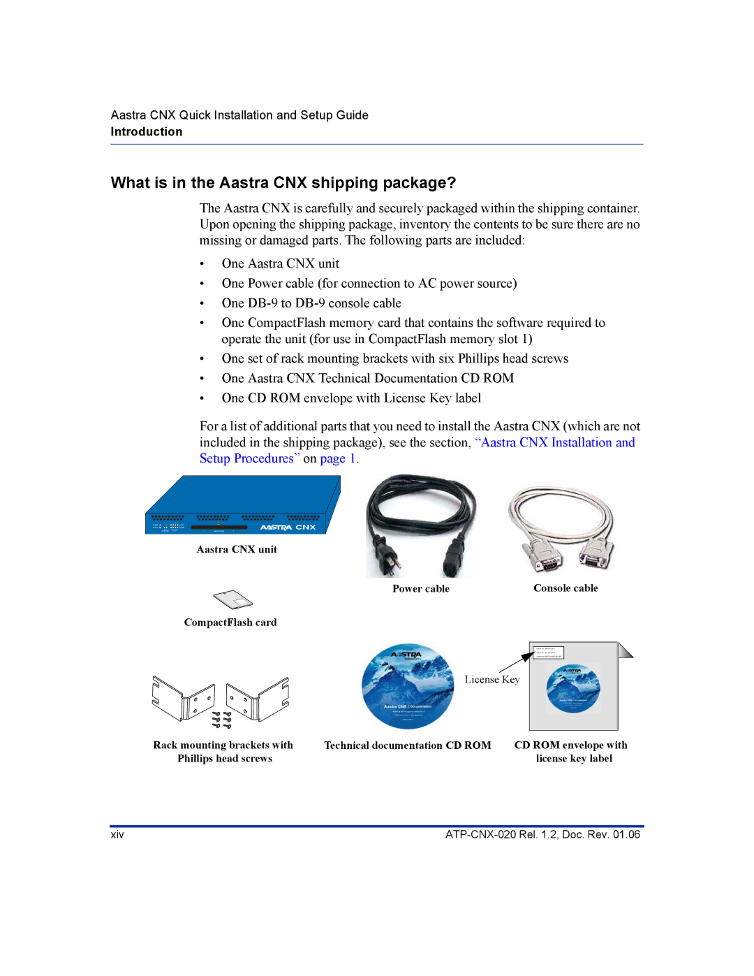 Aastra Telecom ATP-CNX-020 setup guide What is in the Aastra CNX shipping package? 