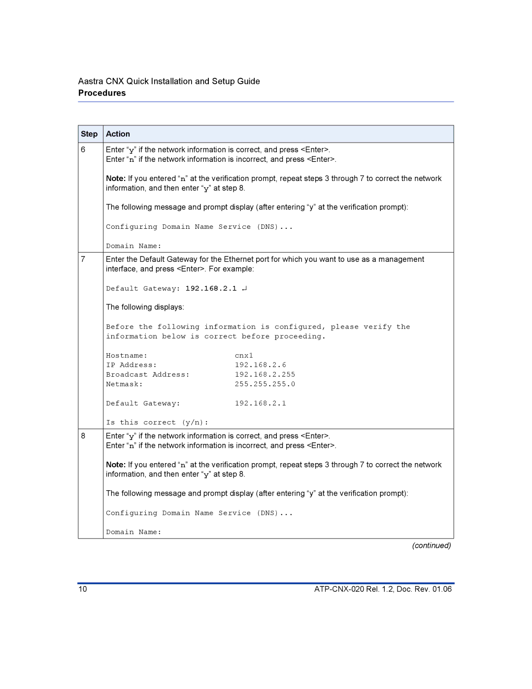 Aastra Telecom ATP-CNX-020 setup guide Configuring Domain Name Service DNS 