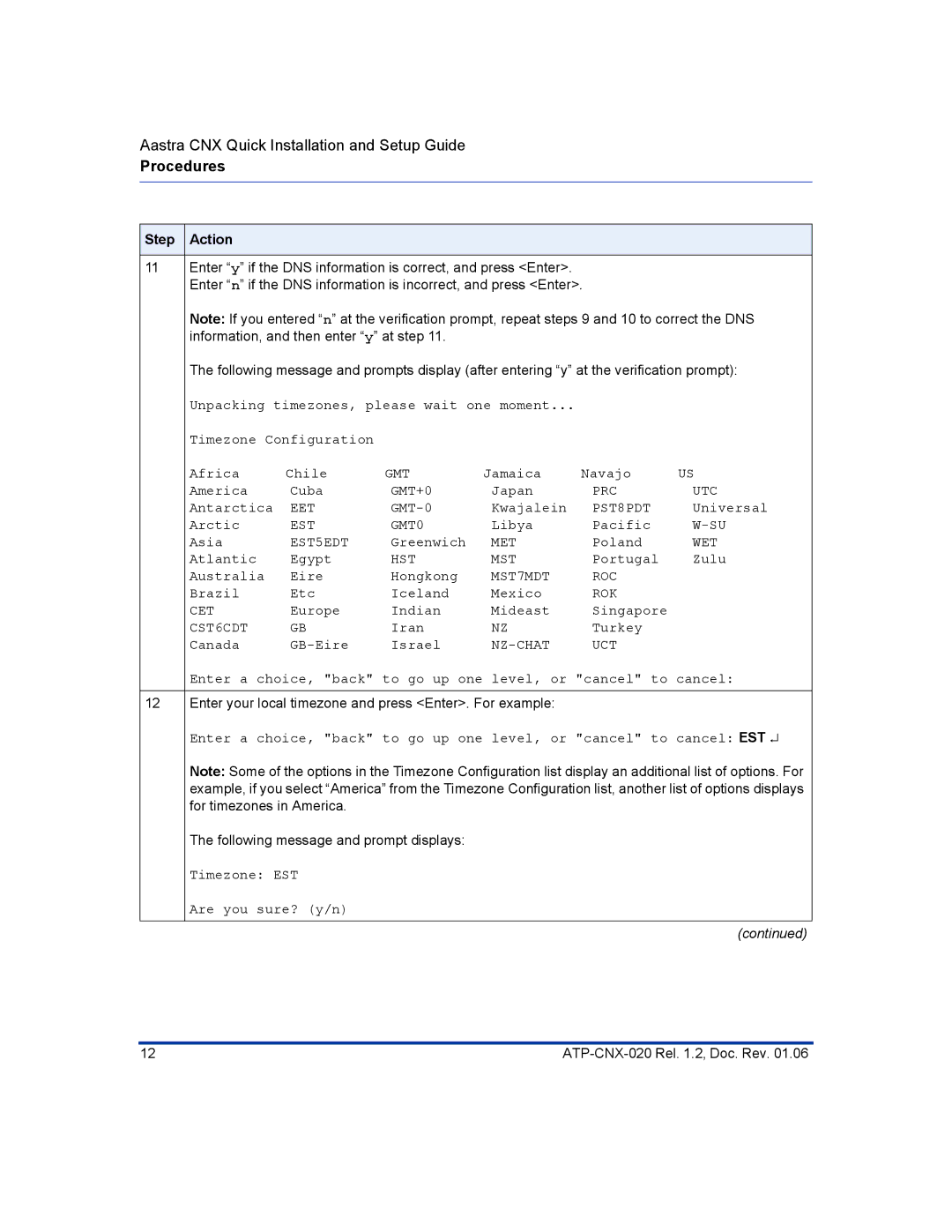 Aastra Telecom ATP-CNX-020 setup guide Gmt 