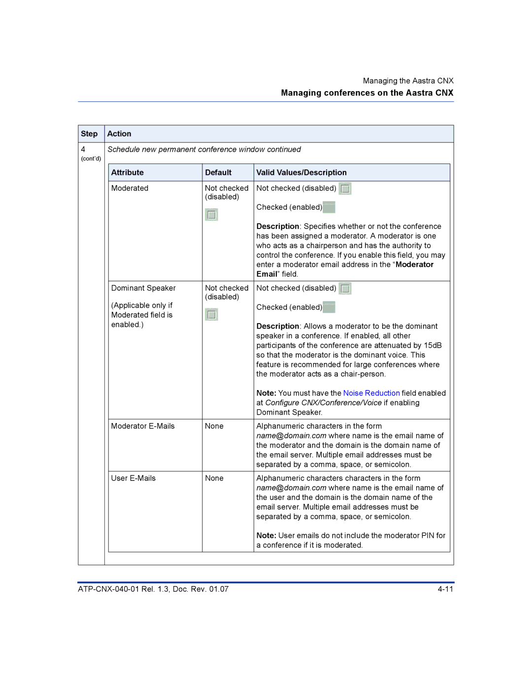 Aastra Telecom ATP-CNX-040-01 manual Schedule new permanent conference window 