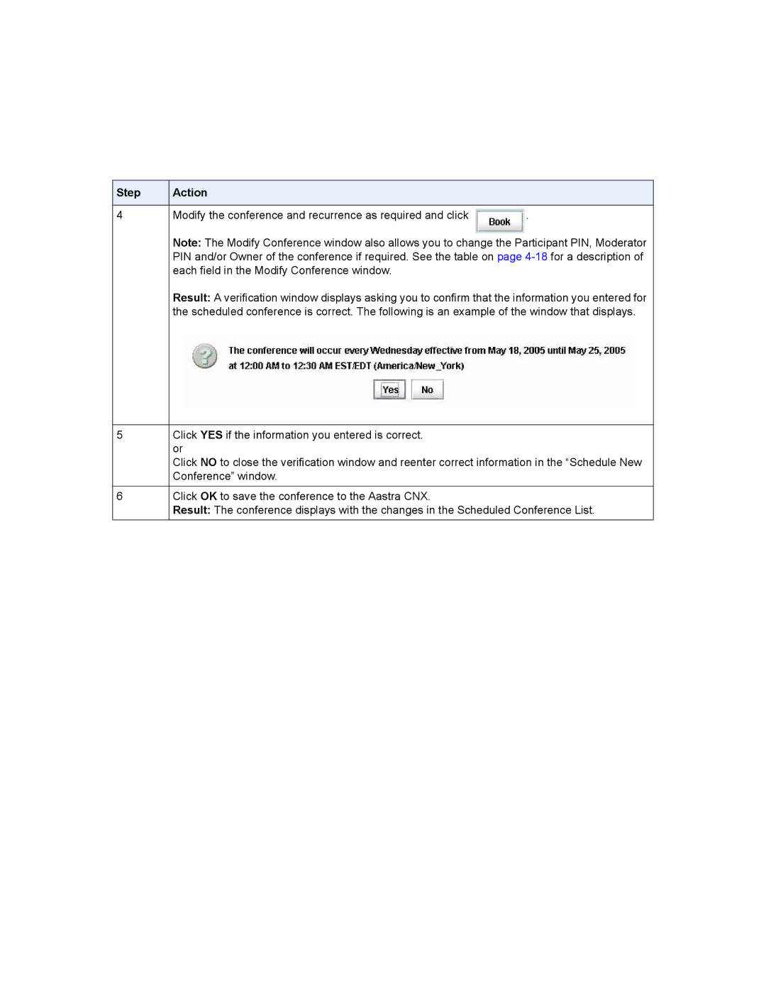 Aastra Telecom ATP-CNX-040-01 manual Modify the conference and recurrence as required and click 