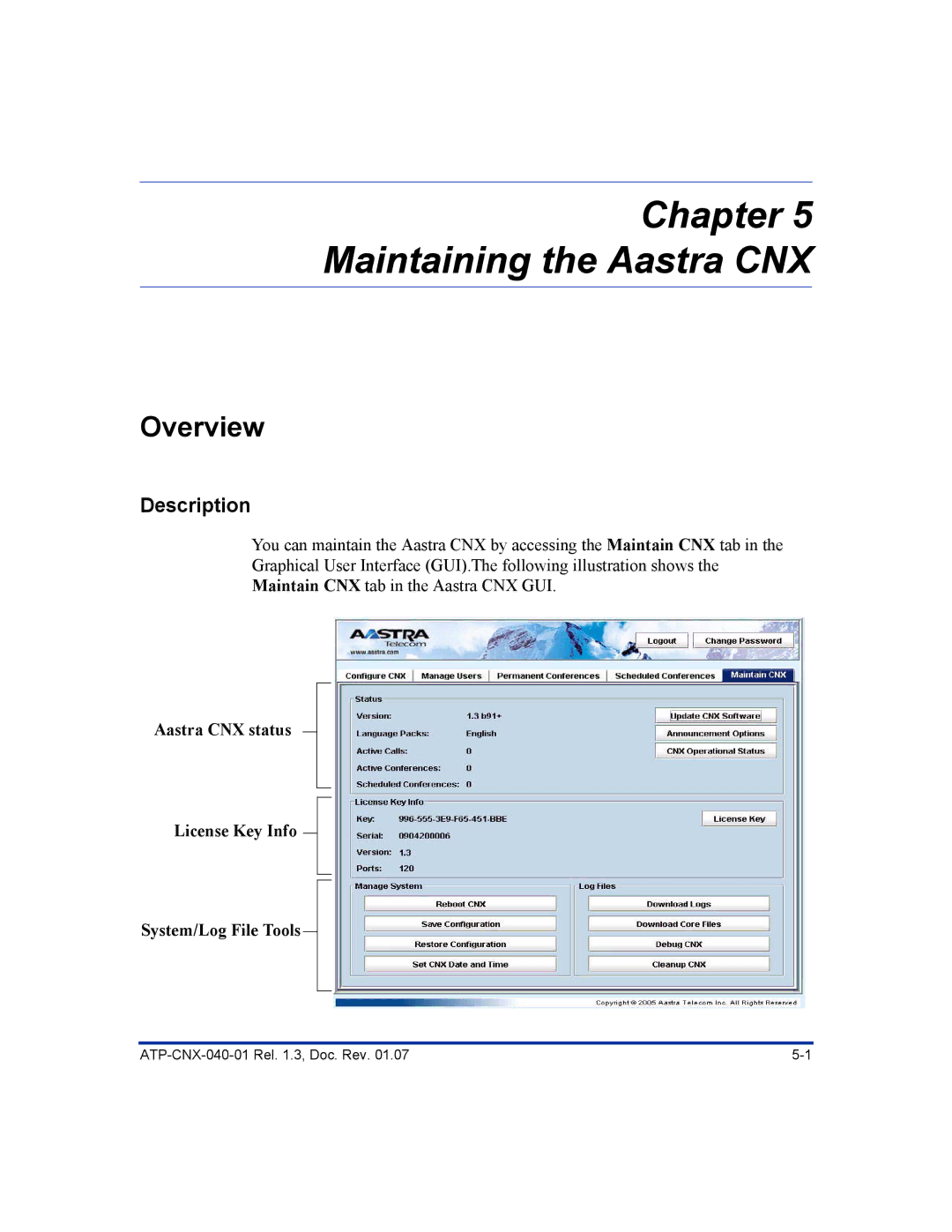 Aastra Telecom ATP-CNX-040-01 manual Chapter Maintaining the Aastra CNX 