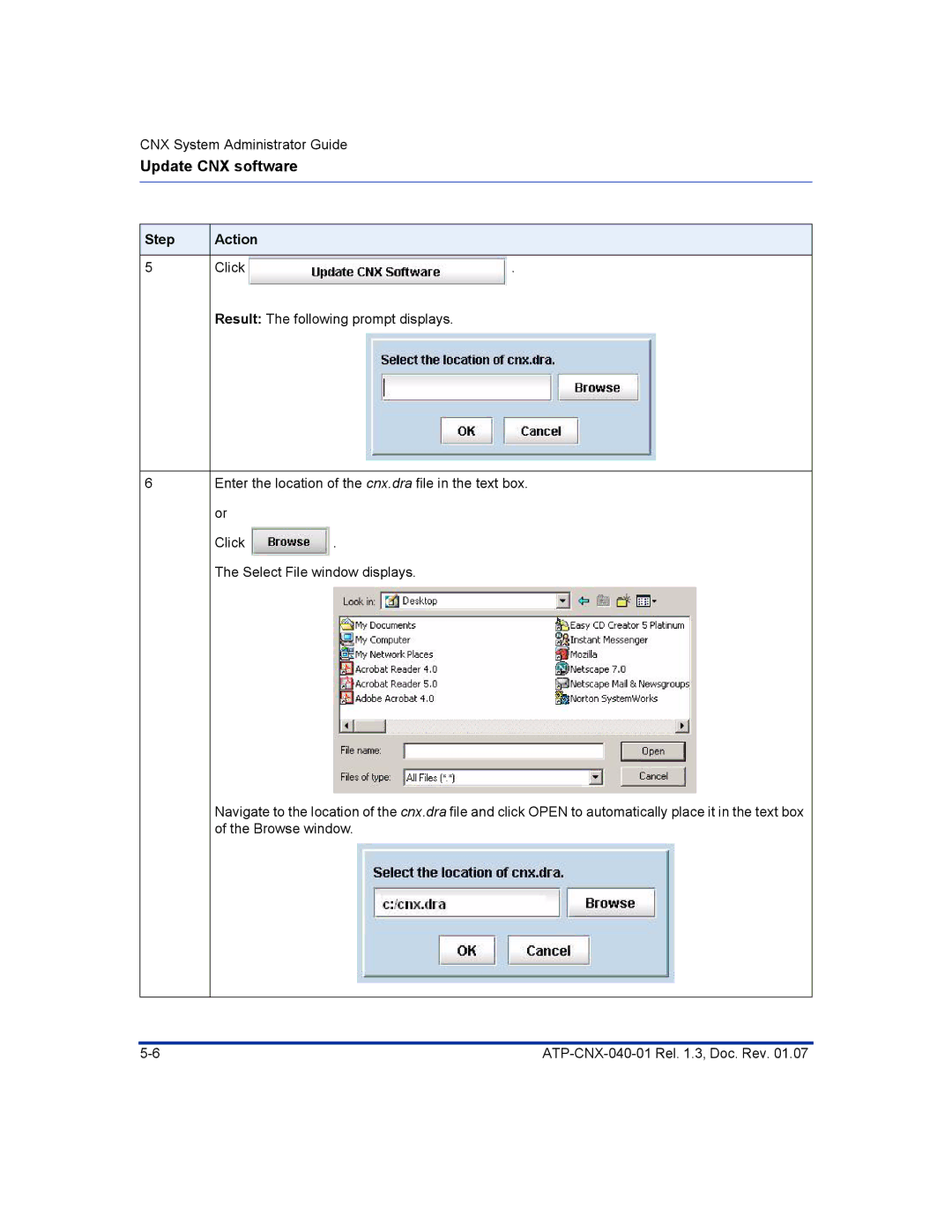 Aastra Telecom ATP-CNX-040-01 manual Update CNX software 