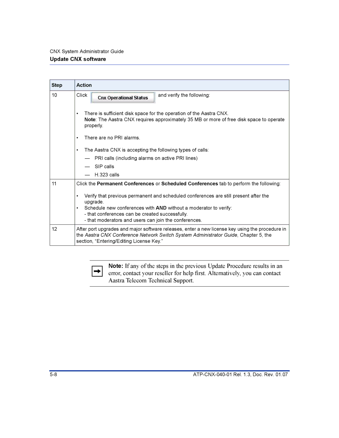 Aastra Telecom ATP-CNX-040-01 manual Upgrade 