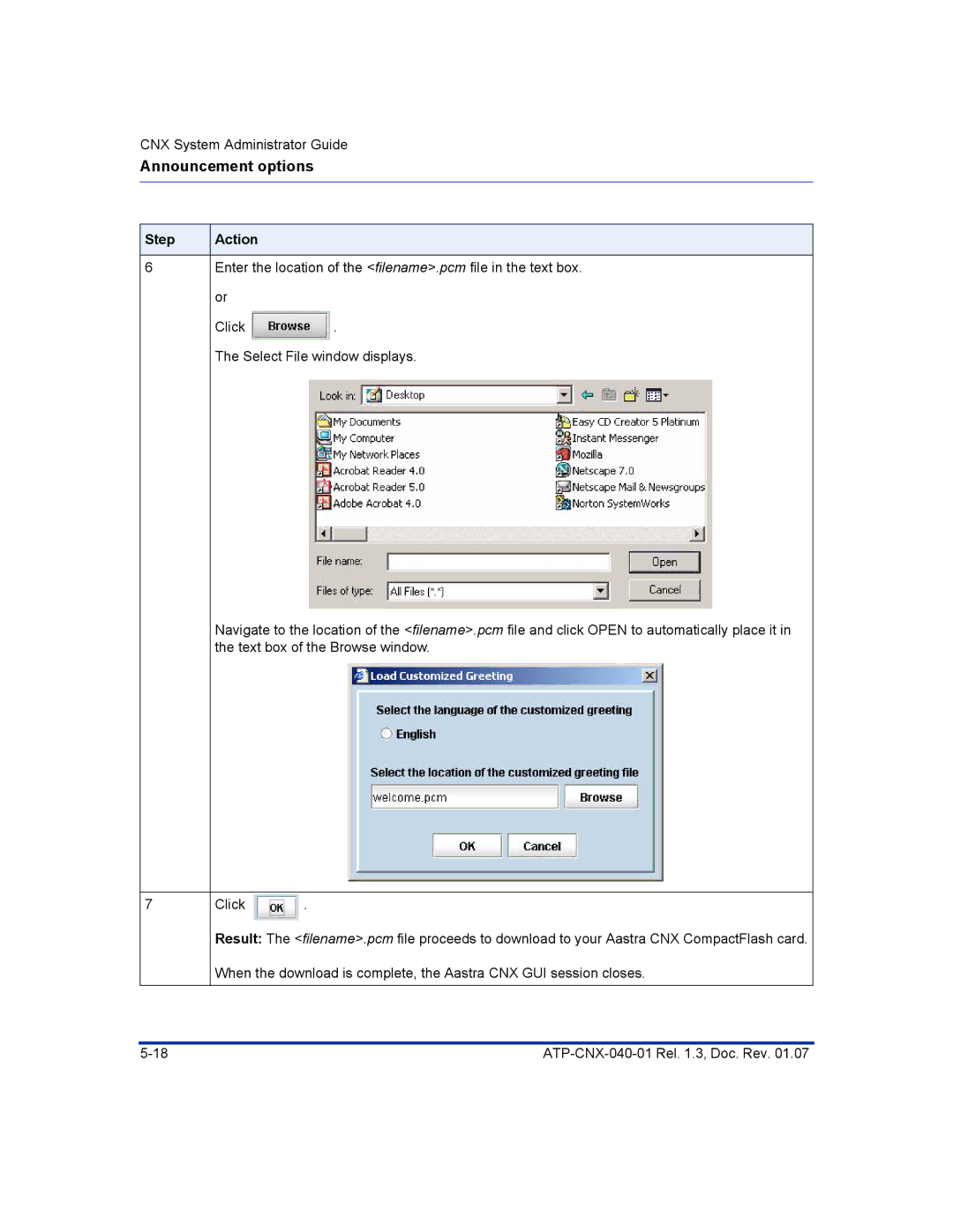 Aastra Telecom ATP-CNX-040-01 manual Announcement options 