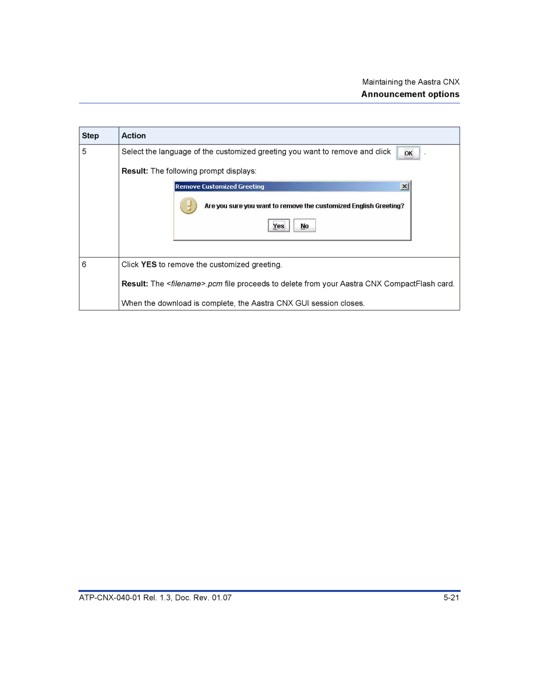 Aastra Telecom ATP-CNX-040-01 manual Announcement options 