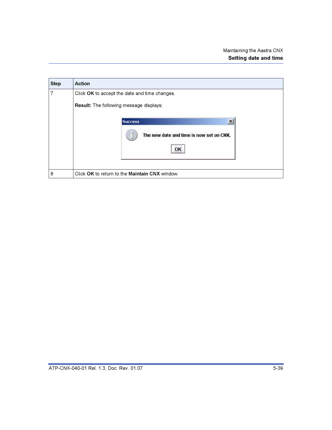 Aastra Telecom ATP-CNX-040-01 manual Setting date and time 