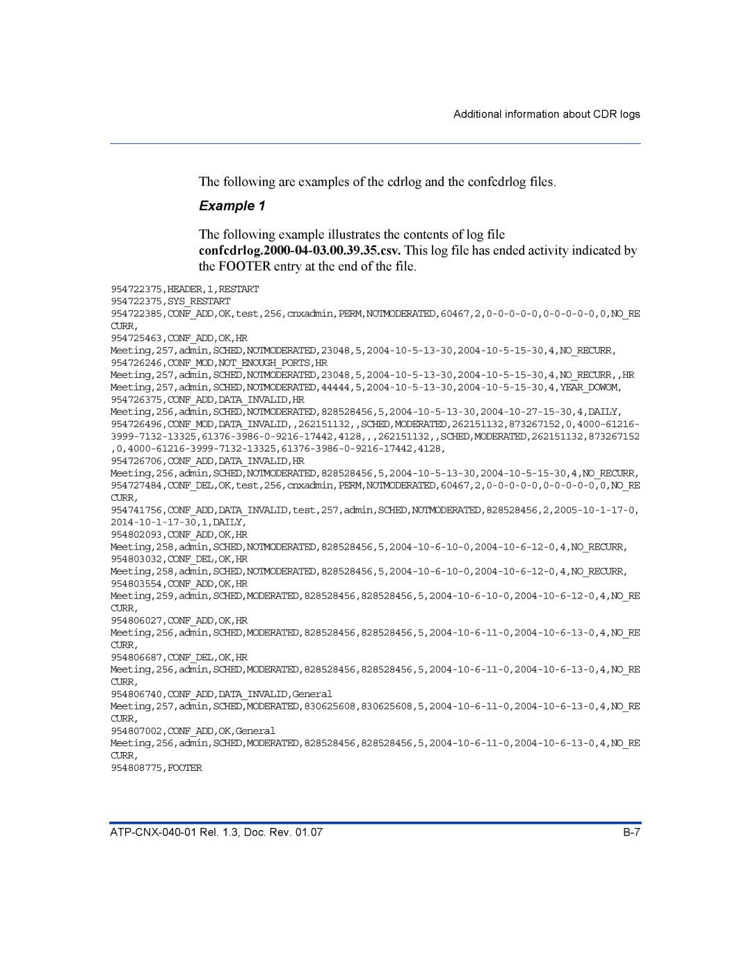 Aastra Telecom ATP-CNX-040-01 manual Example 