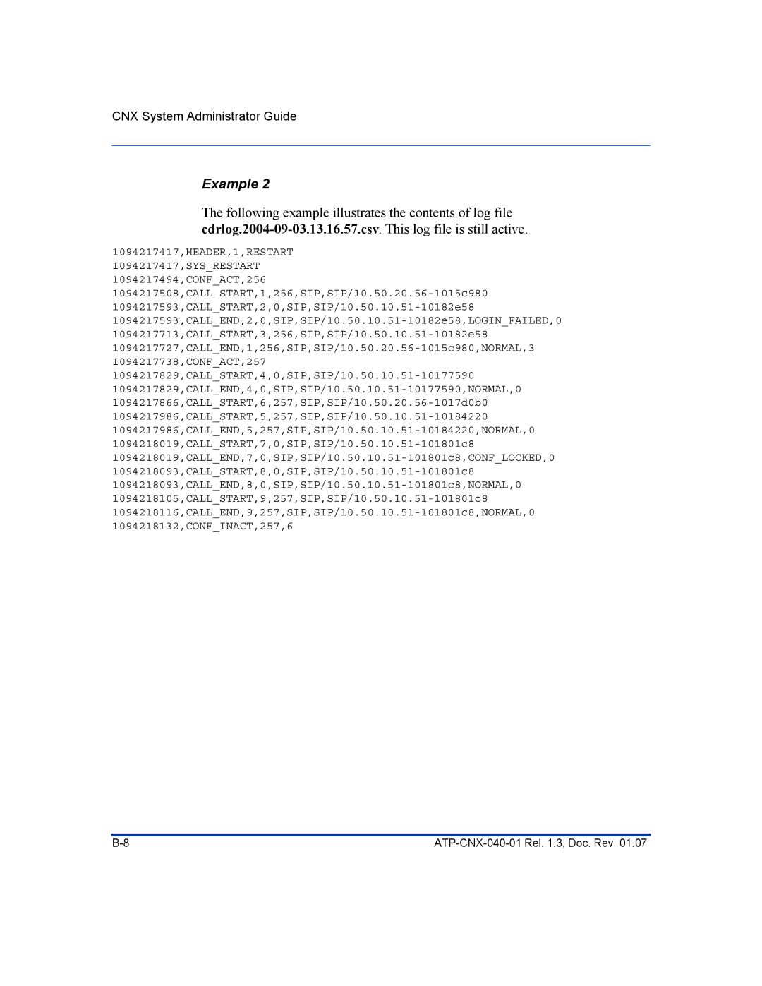 Aastra Telecom ATP-CNX-040-01 manual Example 