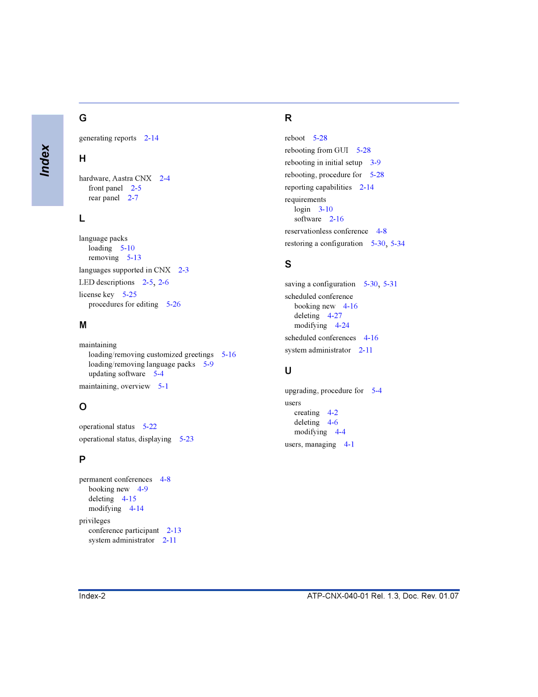 Aastra Telecom ATP-CNX-040-01 manual Maintaining 