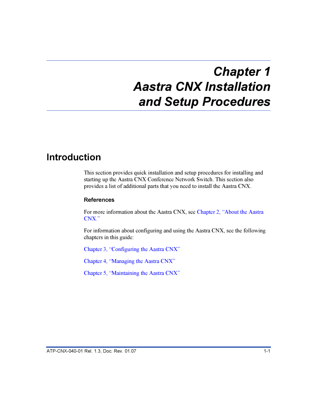 Aastra Telecom ATP-CNX-040-01 manual Introduction, References 