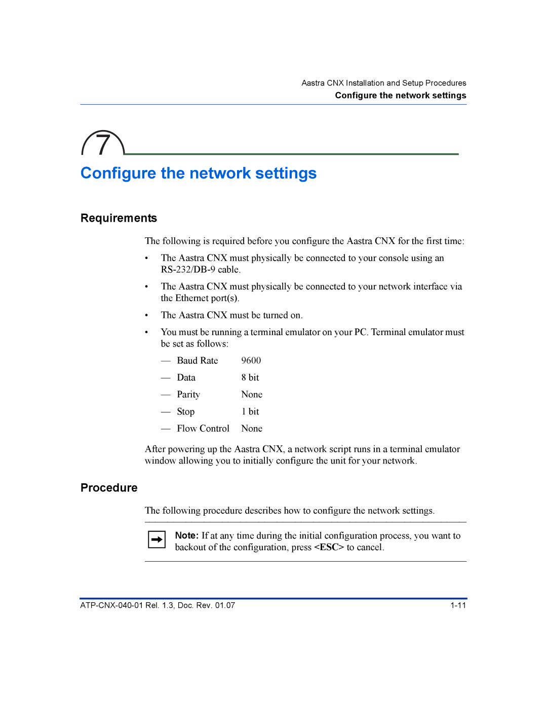 Aastra Telecom ATP-CNX-040-01 manual Configure the network settings, Requirements 