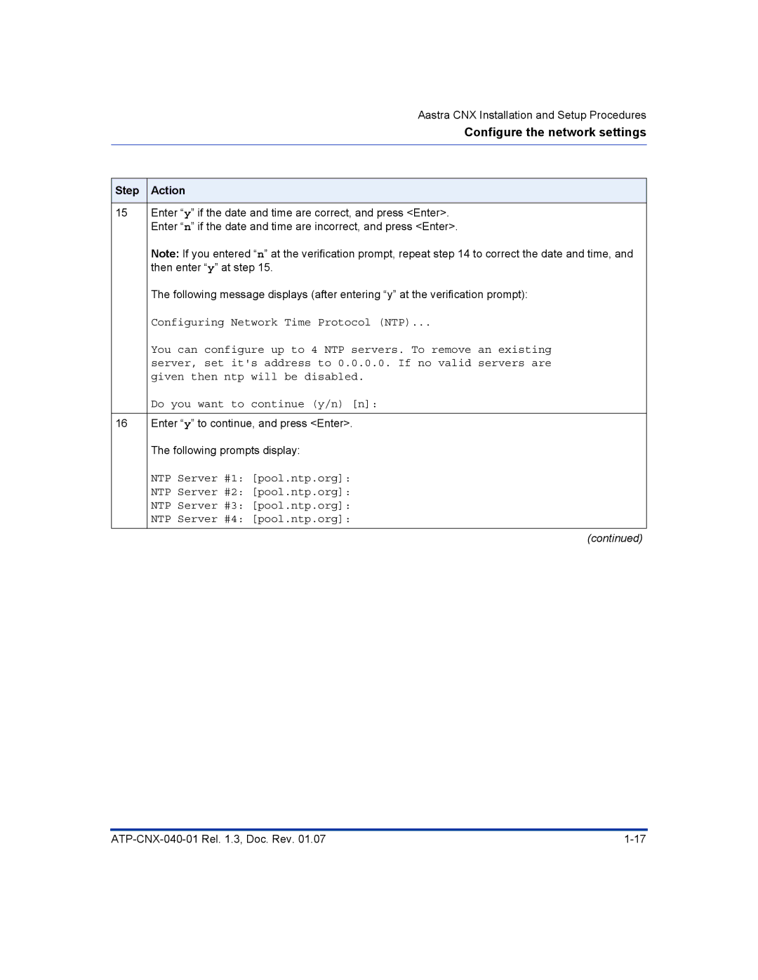 Aastra Telecom ATP-CNX-040-01 manual Configure the network settings 