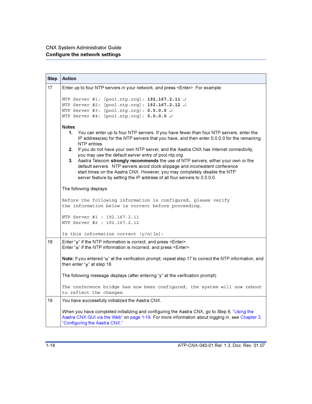 Aastra Telecom ATP-CNX-040-01 manual Configure the network settings 