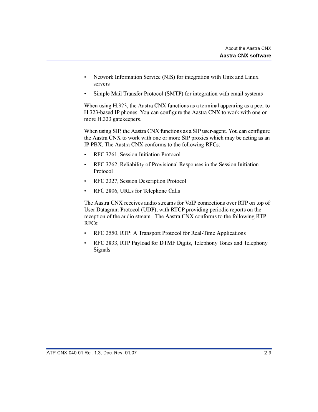 Aastra Telecom ATP-CNX-040-01 manual Aastra CNX software 