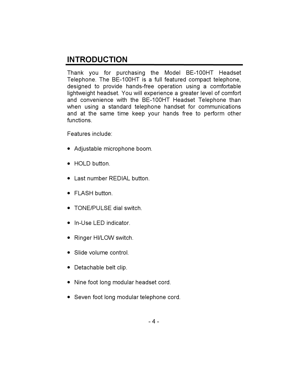 Aastra Telecom BE-100HT owner manual Introduction 