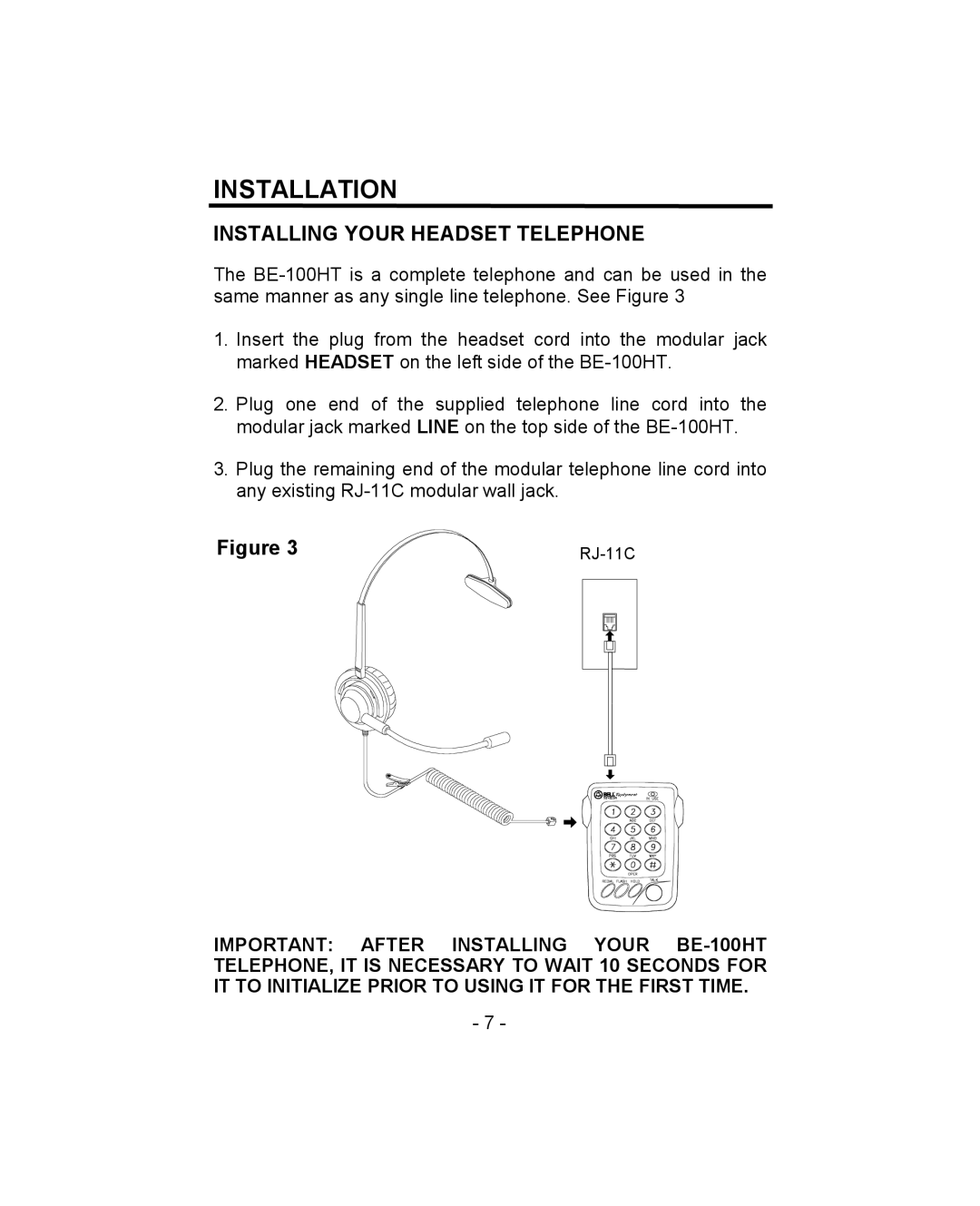 Aastra Telecom BE-100HT owner manual Installation, Installing Your Headset Telephone 