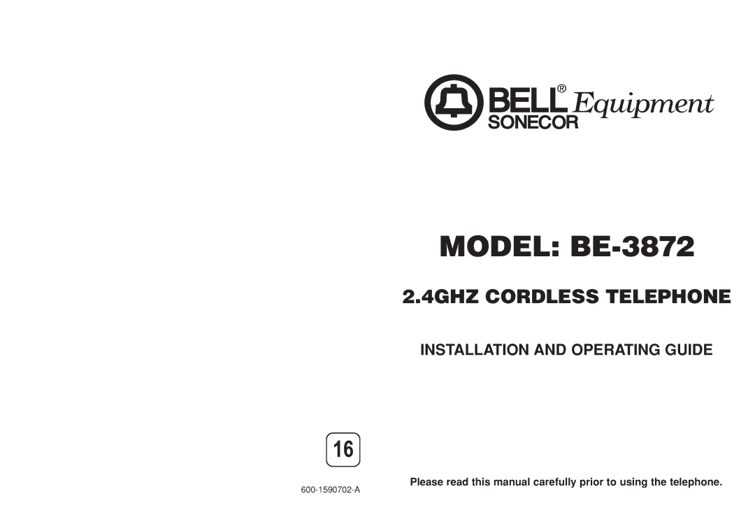 Aastra Telecom manual Model BE-3872 