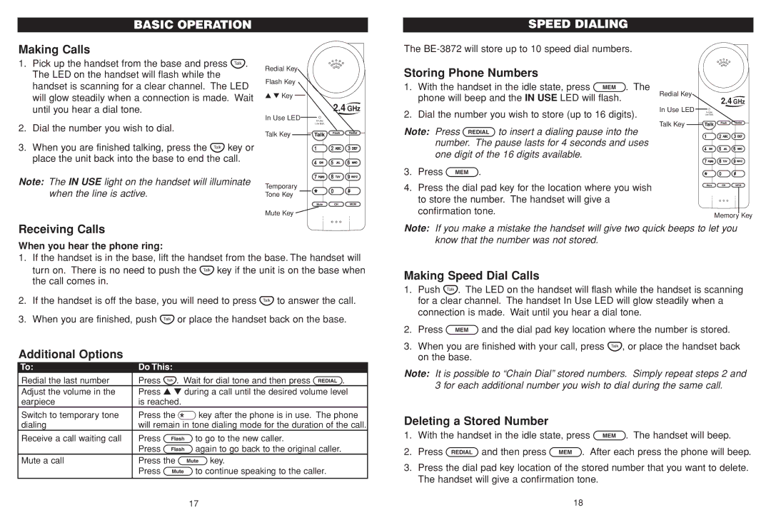 Aastra Telecom BE-3872 manual Basic Operation Speed Dialing 