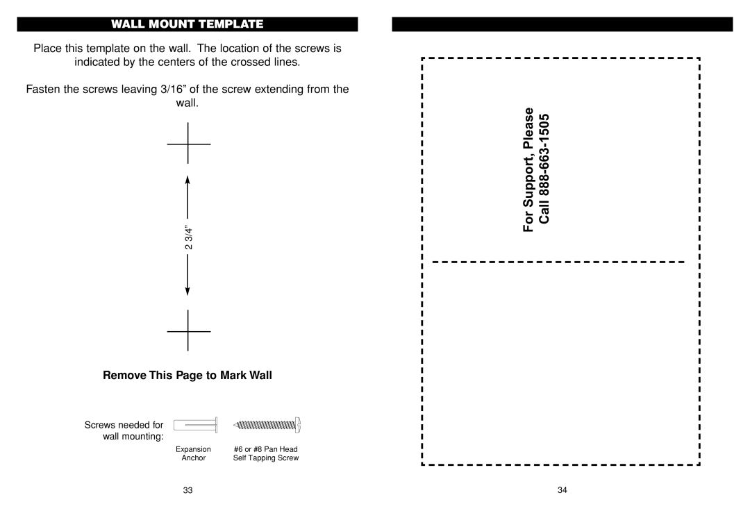 Aastra Telecom BE-3872 manual Wall Mount Template, Remove This Page to Mark Wall 