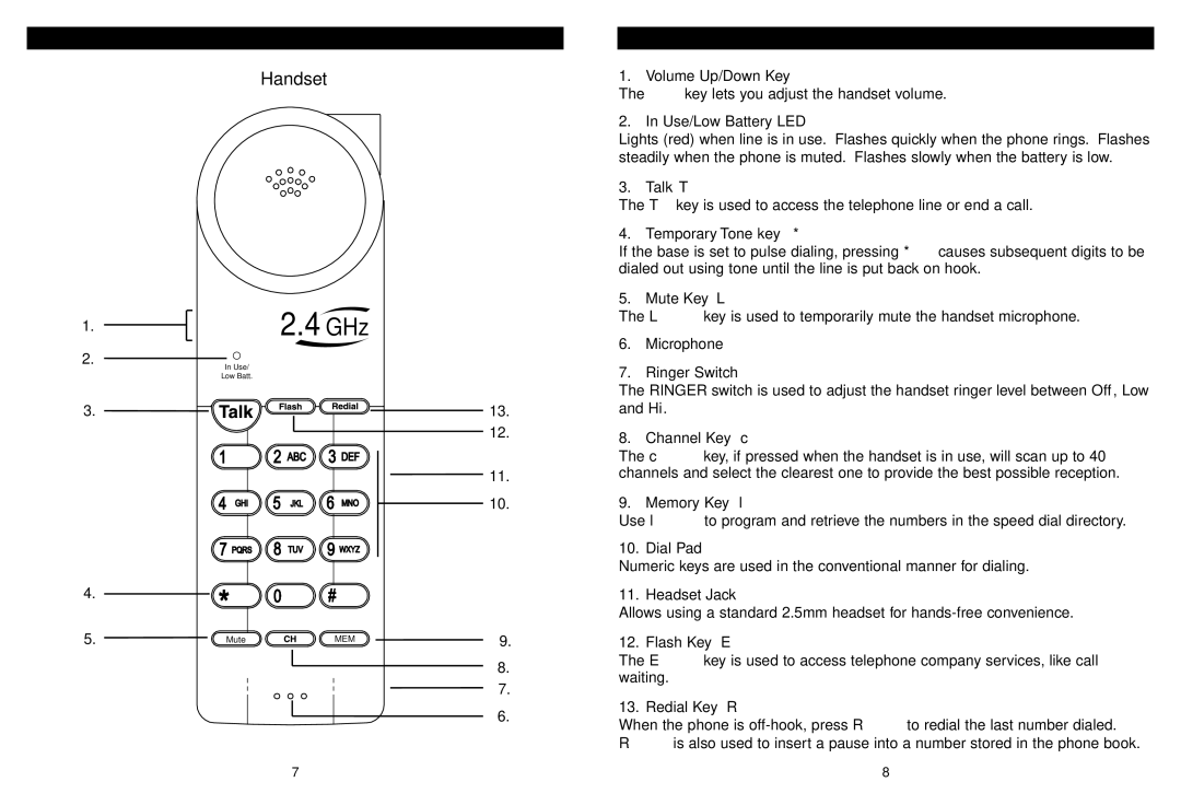 Aastra Telecom BE-3872 manual Location of Controls and Features, Handset 