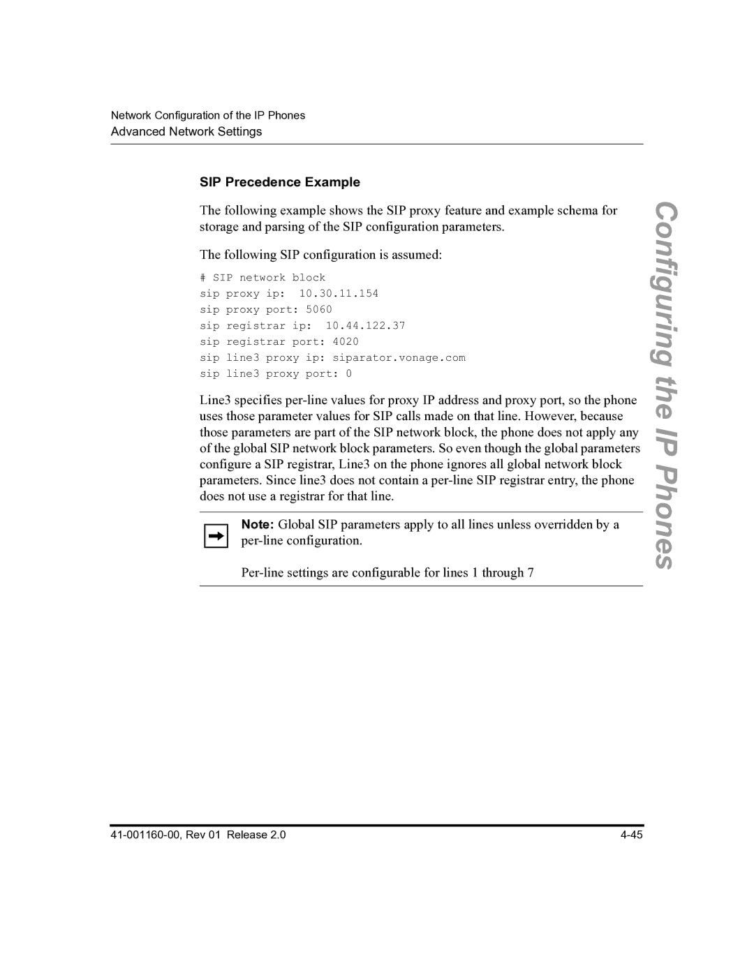 Aastra Telecom 57I C53I manual SIP Precedence Example 