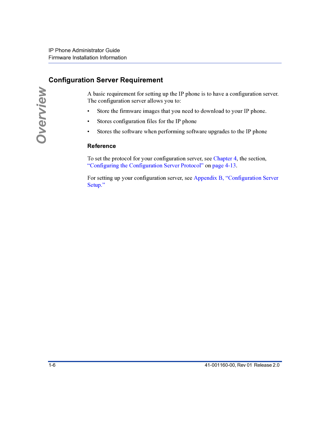 Aastra Telecom 57I C53I manual Configuration Server Requirement, Reference 