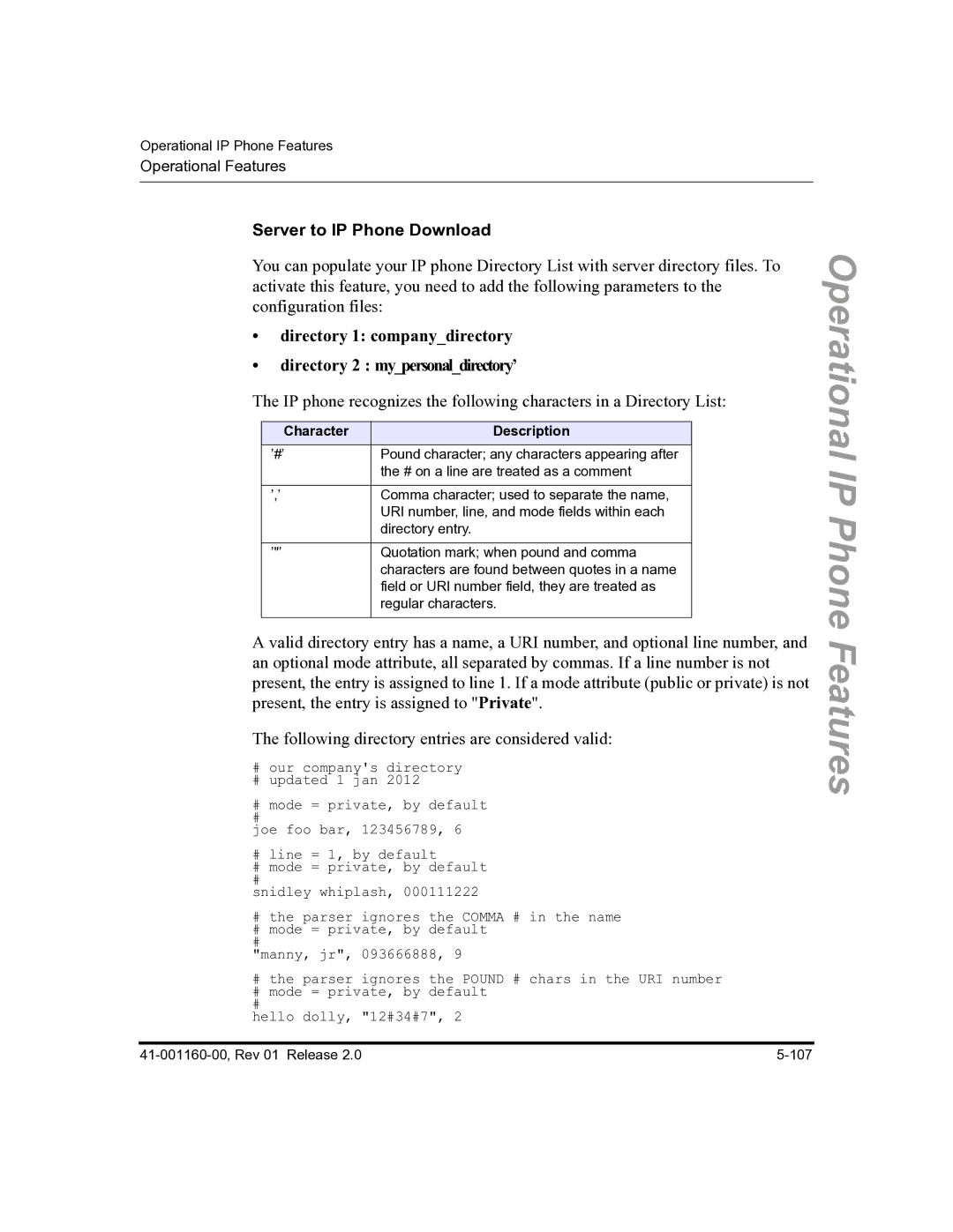 Aastra Telecom 57I C53I manual Server to IP Phone Download, Character Description 