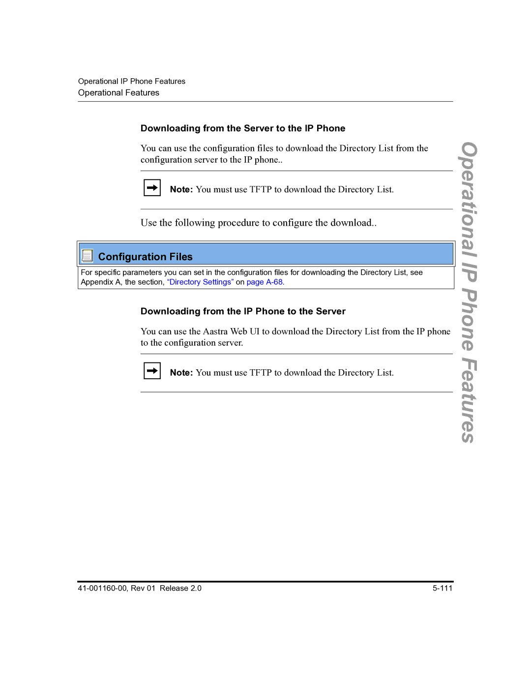 Aastra Telecom 57I C53I manual Downloading from the Server to the IP Phone, Downloading from the IP Phone to the Server 