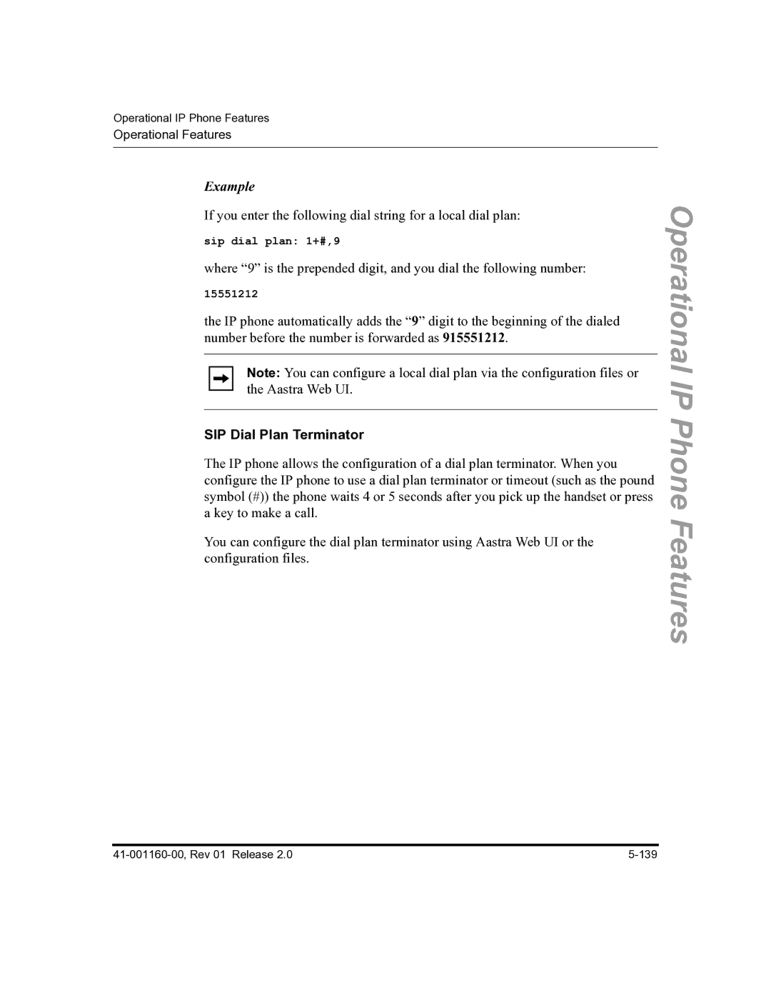 Aastra Telecom 57I C53I manual Example, SIP Dial Plan Terminator 