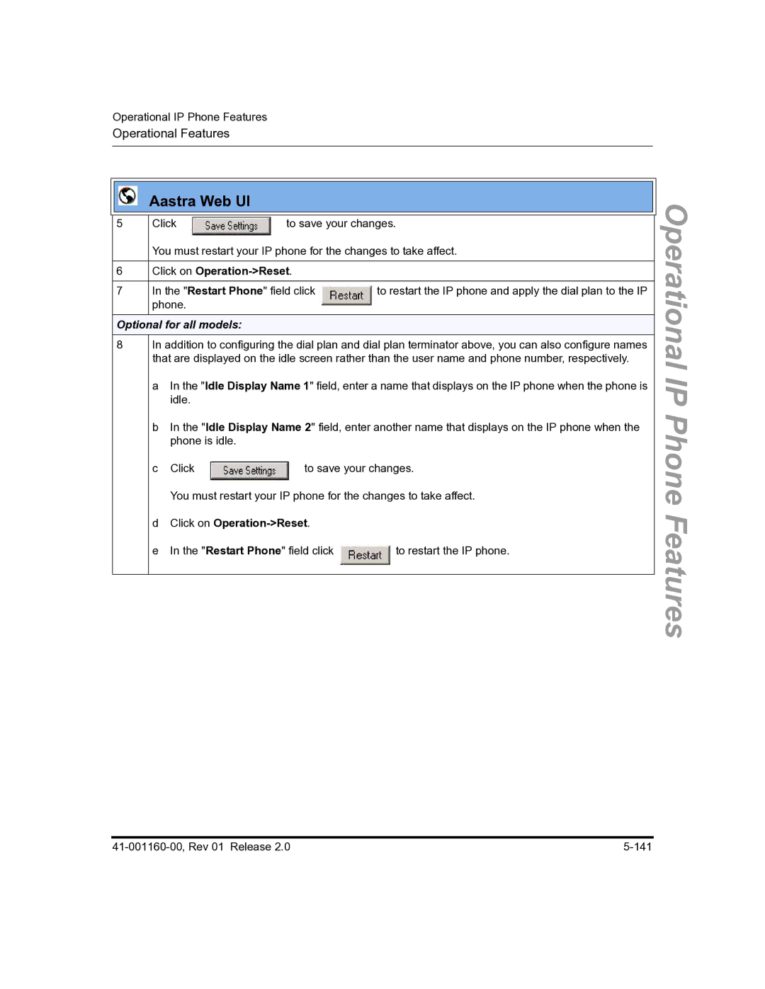 Aastra Telecom 57I C53I manual Click on Operation-Reset, Optional for all models 