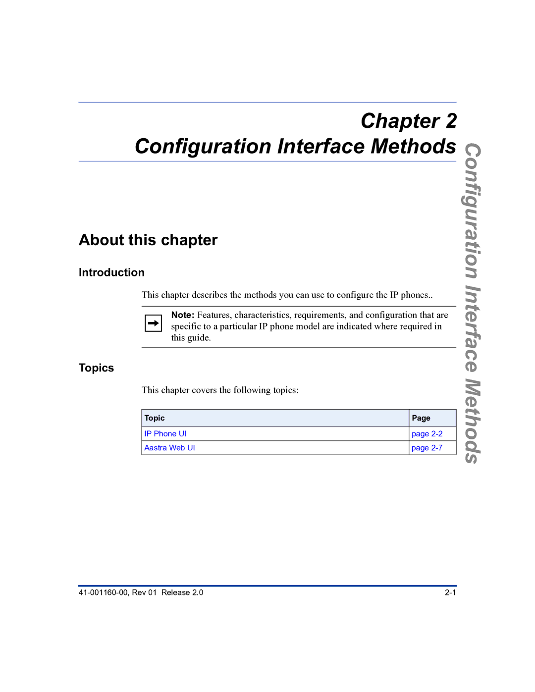 Aastra Telecom 57I C53I manual Configuration Interface Methods 