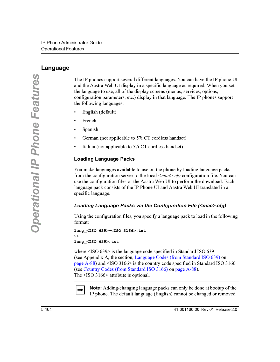 Aastra Telecom 57I C53I manual Loading Language Packs via the Configuration File mac.cfg 