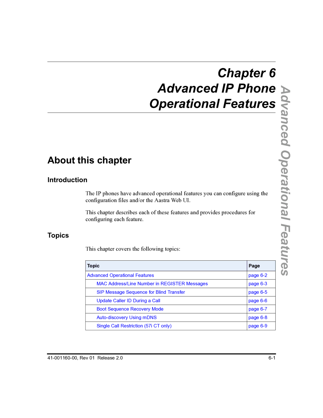 Aastra Telecom 57I C53I manual Advanced Operational Features 