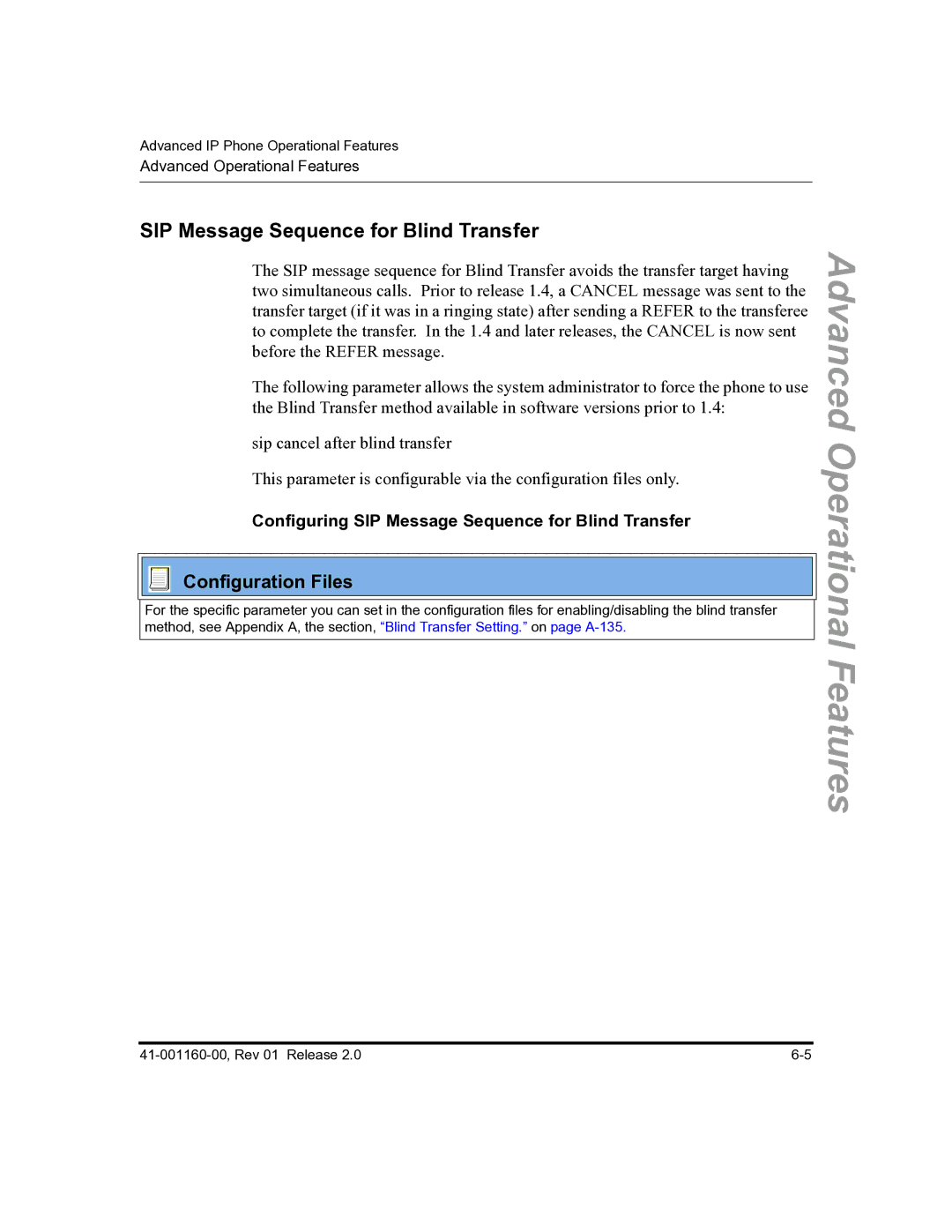 Aastra Telecom 57I C53I manual Configuring SIP Message Sequence for Blind Transfer 