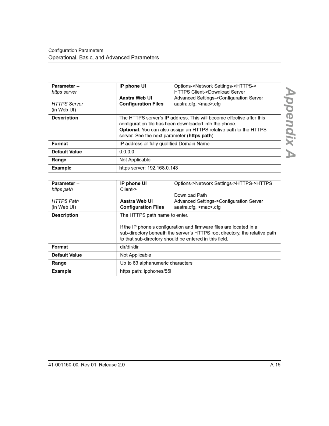 Aastra Telecom 57I C53I manual Https server 