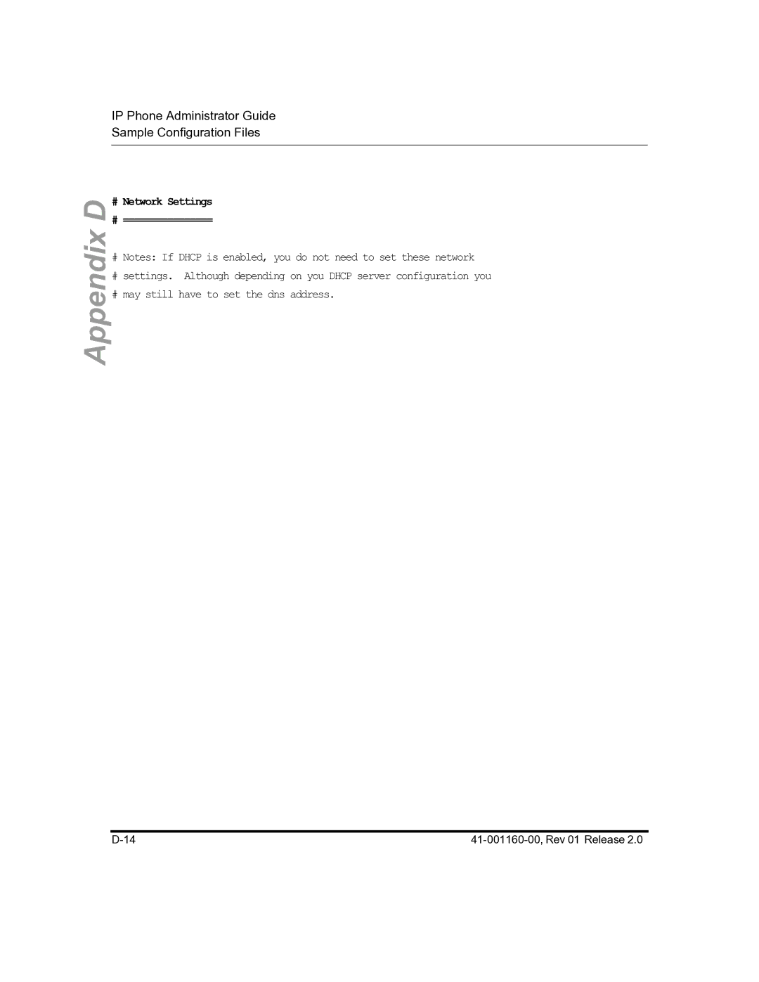 Aastra Telecom 57I C53I manual # Network Settings # ================ 