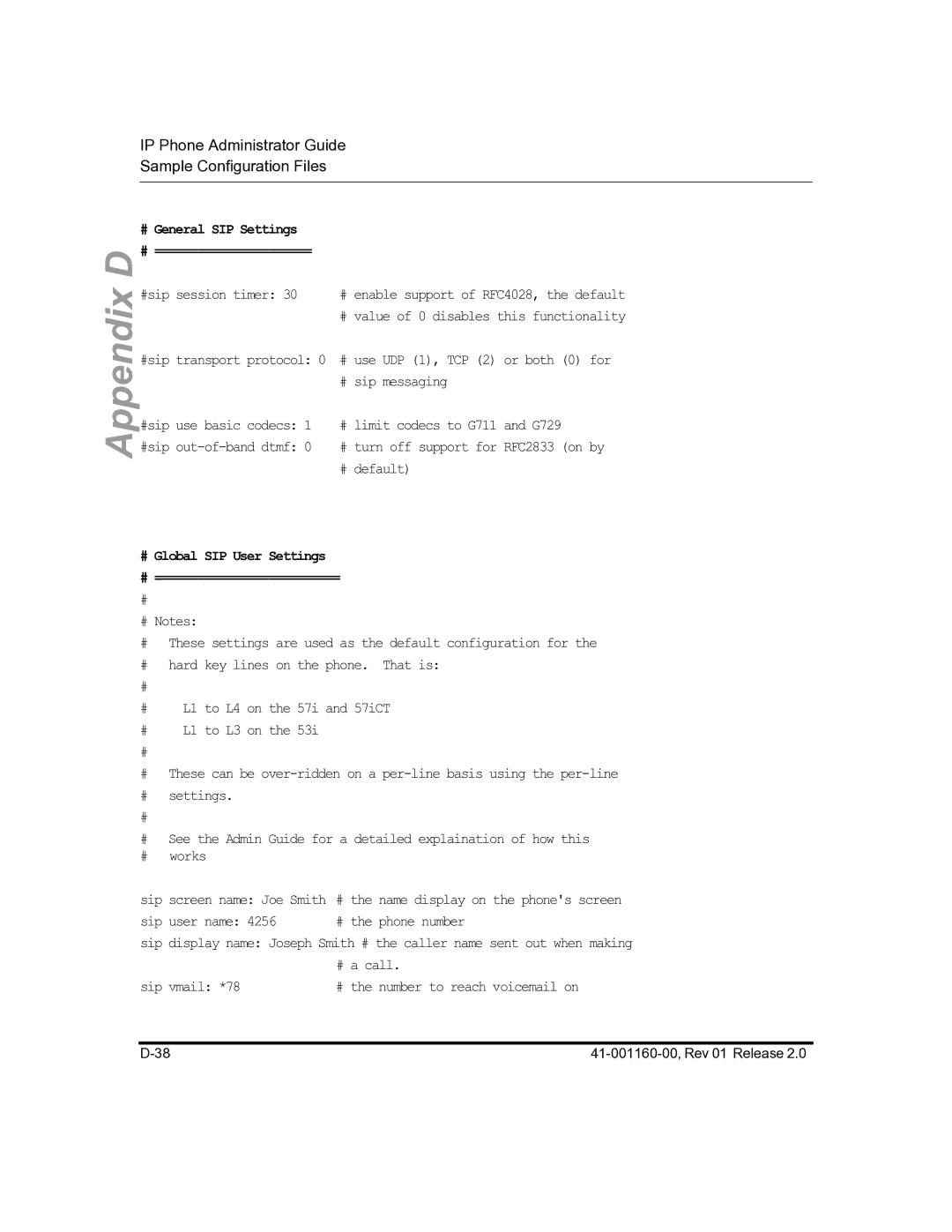 Aastra Telecom 57I C53I manual # General SIP Settings # ====================== 