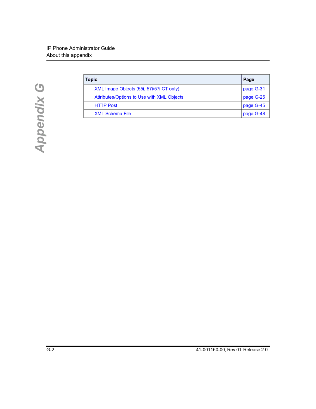 Aastra Telecom 57I C53I manual XML Image Objects 55i, 57i/57i CT only 