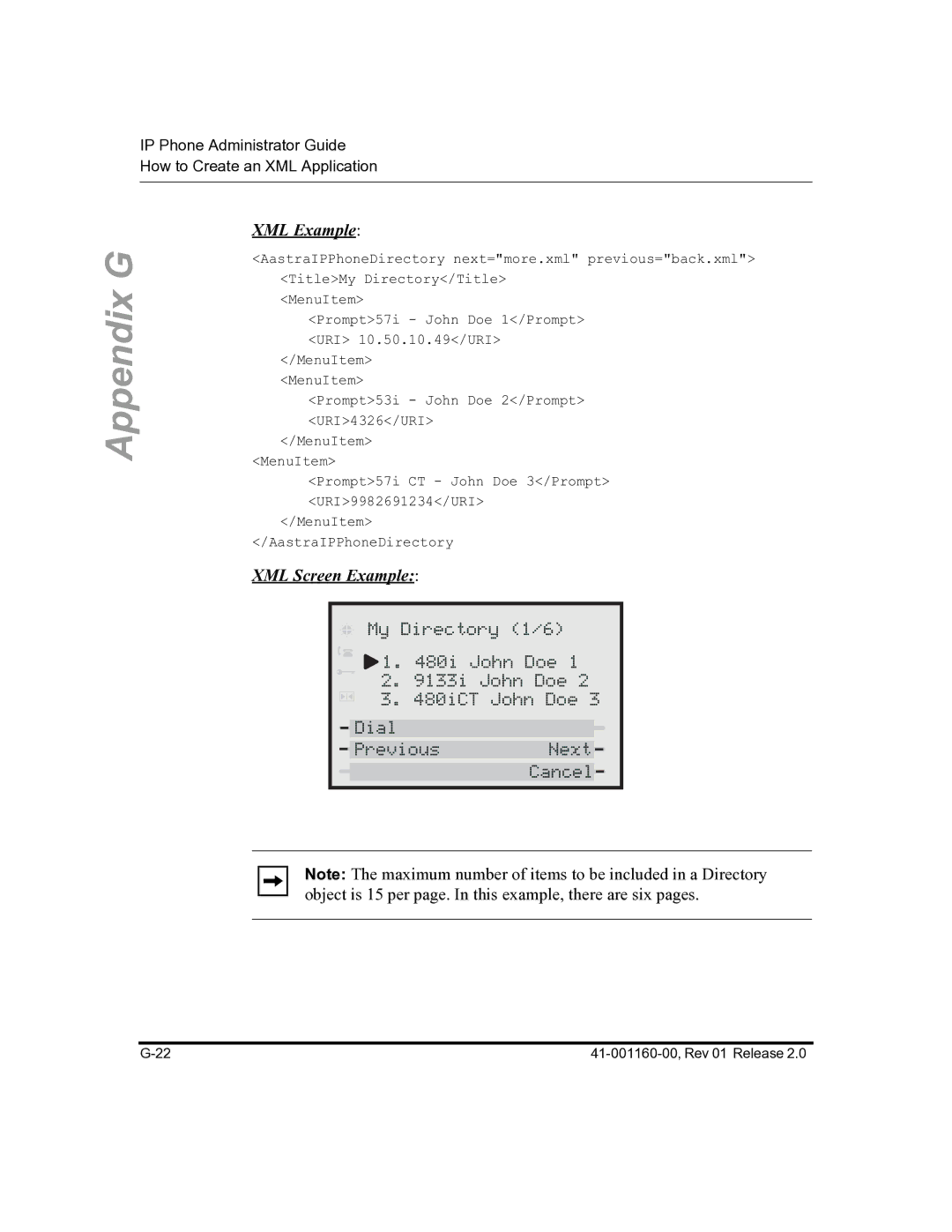 Aastra Telecom 57I C53I manual XML Example 