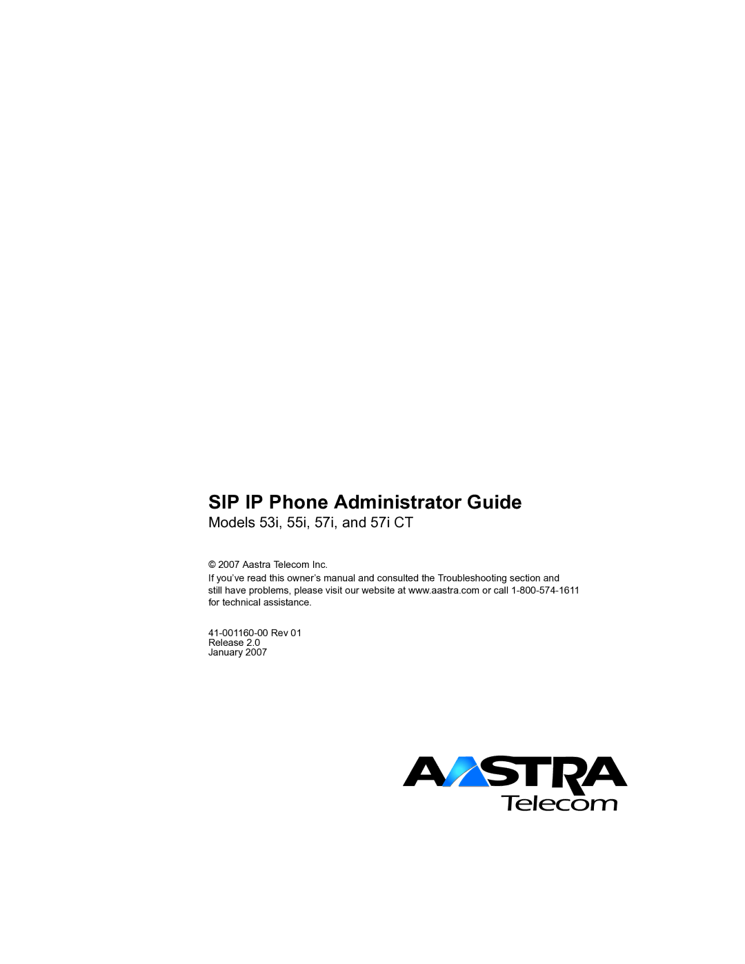 Aastra Telecom 57I C53I manual SIP IP Phone Administrator Guide 