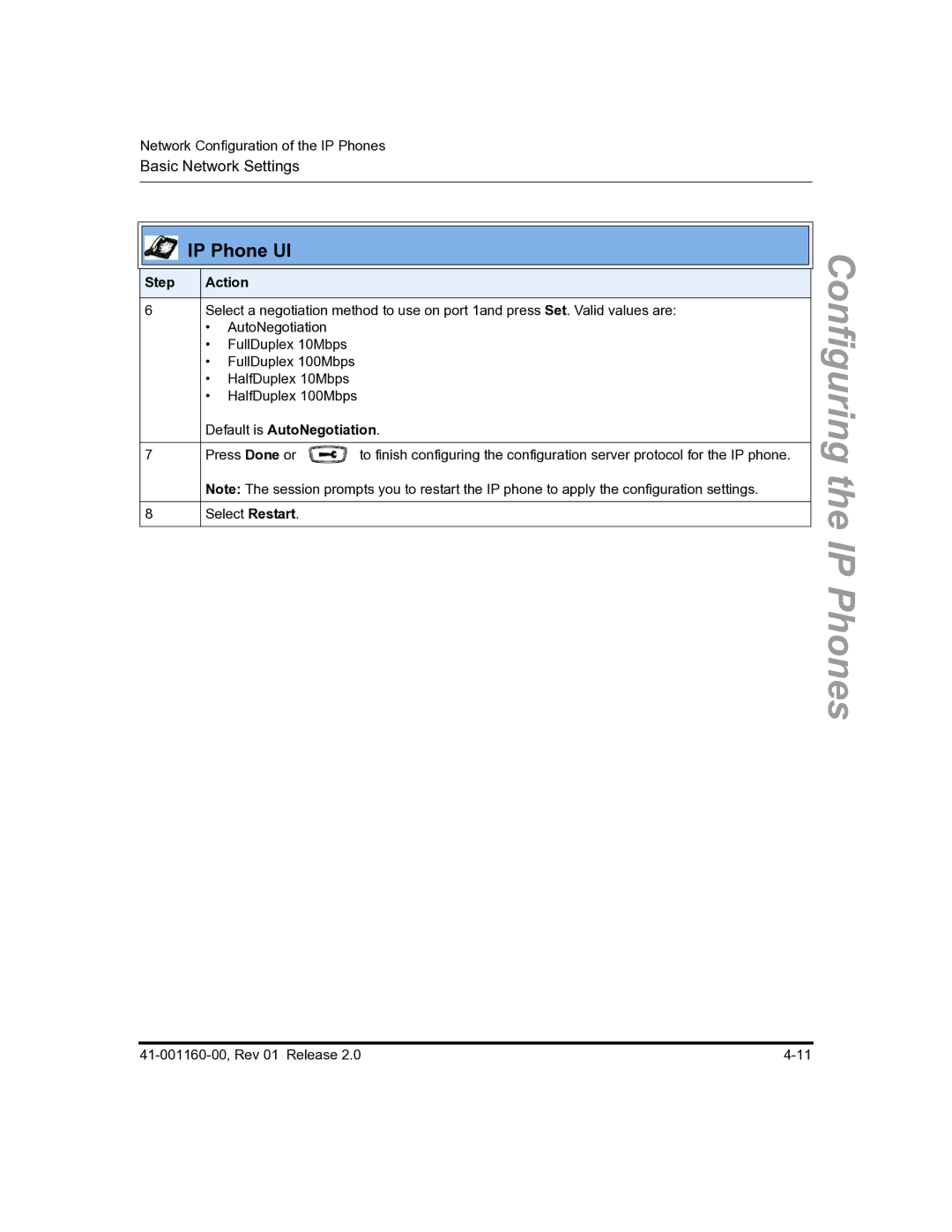 Aastra Telecom 57I C53I manual Configuring, Default is AutoNegotiation 