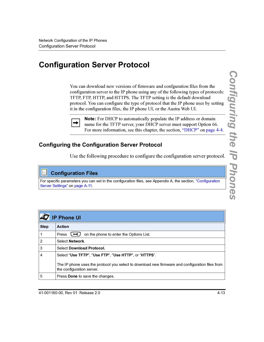 Aastra Telecom 57I C53I manual Configuring the Configuration Server Protocol, Select Download Protocol 