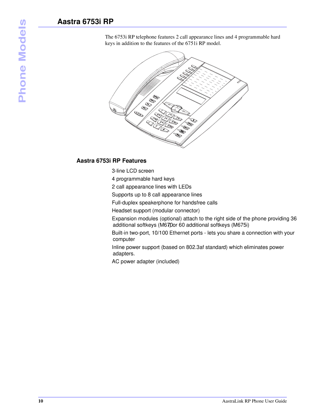 Aastra Telecom CT Cordless manual Aastra 6753i RP Features 