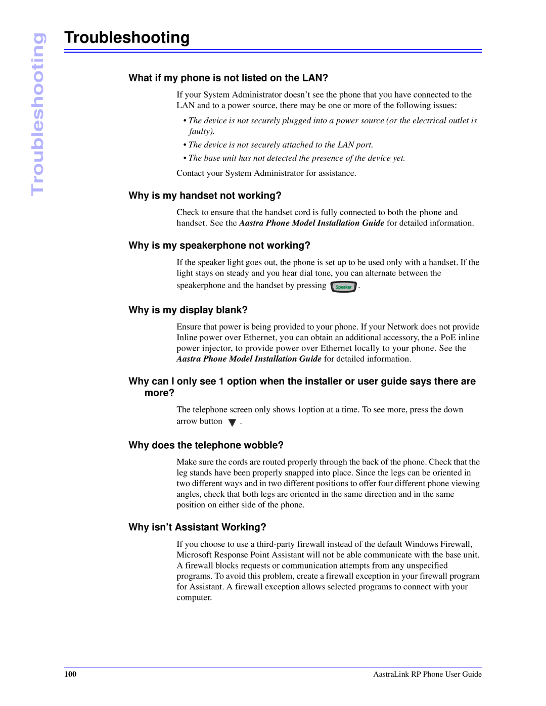 Aastra Telecom CT Cordless manual Troubleshooting 